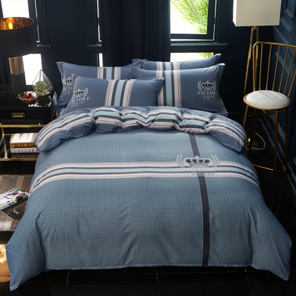 91家纺网 家纺一手货源 找家纺 雲归梦 2019全棉活性大版简约卡通风格四件套 简单生活