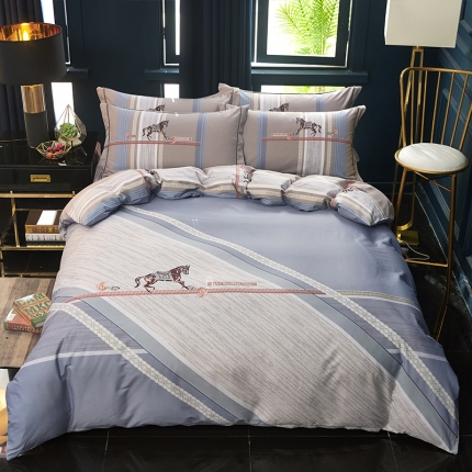 91家纺网 家纺一手货源 找家纺 （总）雲归梦 2019全棉活性大版简约卡通风格四件套