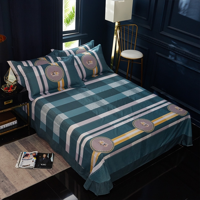 91家纺网 家纺一手货源 找家纺 雲归梦 2019全棉活性大版简约卡通风格四件套 皇冠