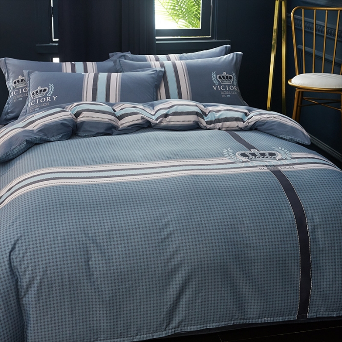 91家纺网 家纺一手货源 找家纺 雲归梦 2019全棉活性大版简约卡通风格四件套 简单生活