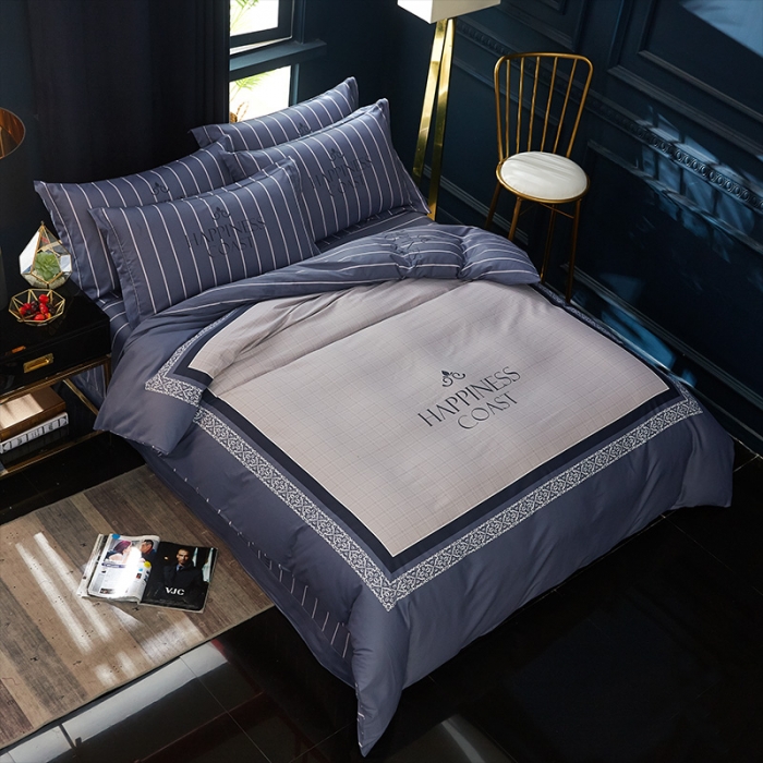 91家纺网 家纺一手货源 找家纺 雲归梦 2019全棉活性大版简约卡通风格四件套 纳凡