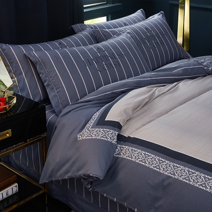 91家纺网 家纺一手货源 找家纺 雲归梦 2019全棉活性大版简约卡通风格四件套 纳凡