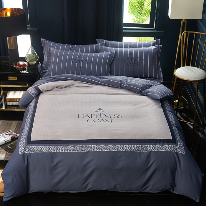 91家纺网 家纺一手货源 找家纺 雲归梦 2019全棉活性大版简约卡通风格四件套 纳凡