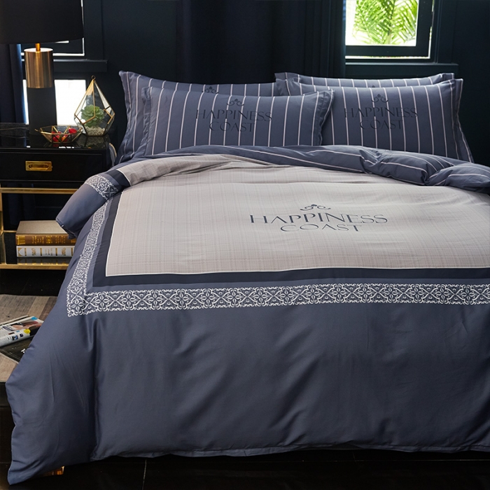 91家纺网 家纺一手货源 找家纺 雲归梦 2019全棉活性大版简约卡通风格四件套 纳凡