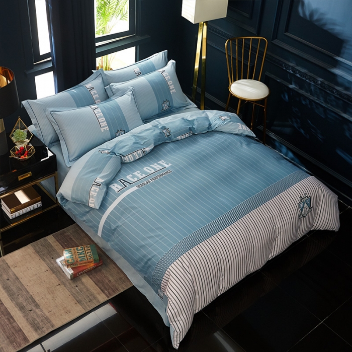 91家纺网 家纺一手货源 找家纺 雲归梦 2019全棉活性大版简约卡通风格四件套 尼克