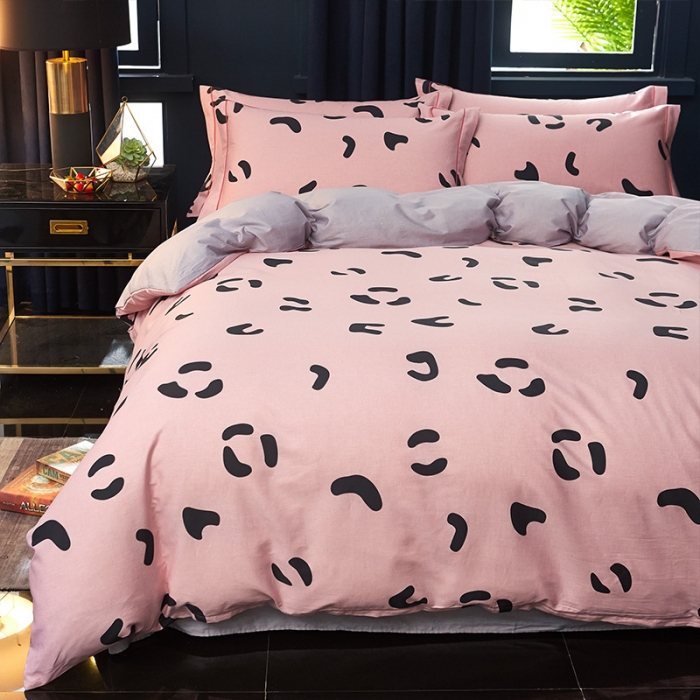 91家纺网 家纺一手货源 找家纺 雲归梦 2019全棉活性大版简约卡通风格四件套 小恋曲粉