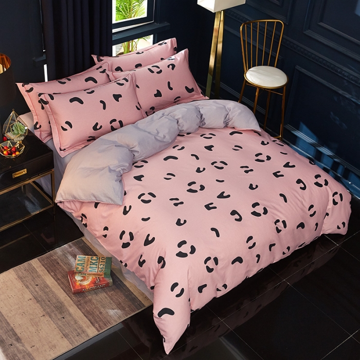 91家纺网 家纺一手货源 找家纺 雲归梦 2019全棉活性大版简约卡通风格四件套 小恋曲粉