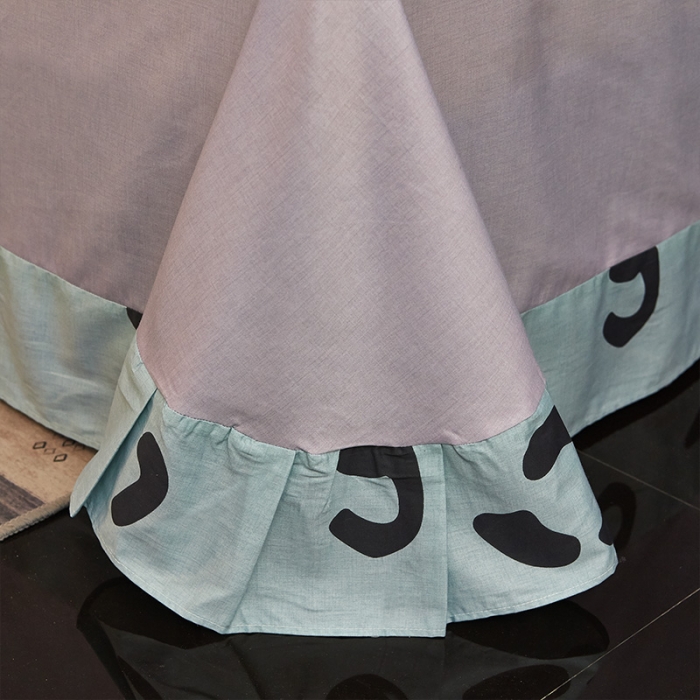 91家纺网 家纺一手货源 找家纺 雲归梦 2019全棉活性大版简约卡通风格四件套 小恋曲绿