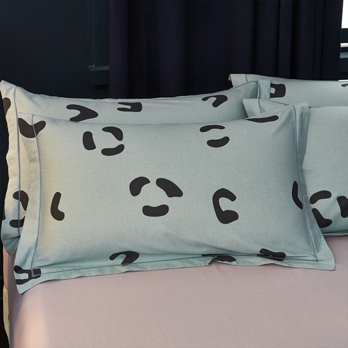 91家纺网 家纺一手货源 找家纺 雲归梦 2019全棉活性大版简约卡通风格四件套 小恋曲绿