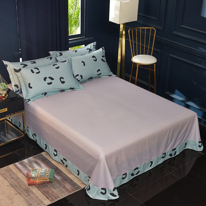 91家纺网 家纺一手货源 找家纺 雲归梦 2019全棉活性大版简约卡通风格四件套 小恋曲绿