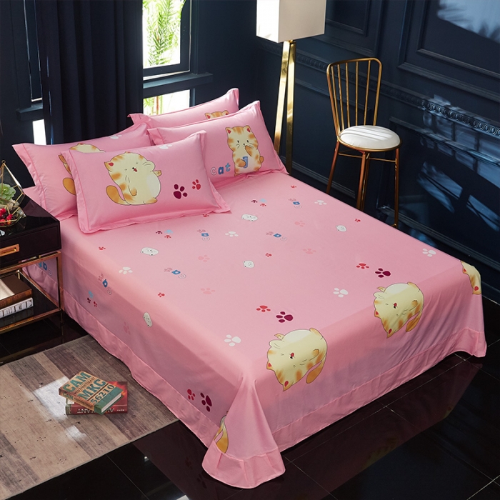 91家纺网 家纺一手货源 找家纺 雲归梦 2019全棉活性大版简约卡通风格四件套 小萌宠粉