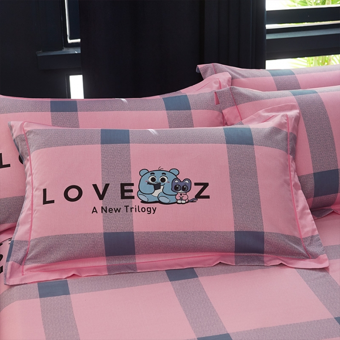 91家纺网 家纺一手货源 找家纺 雲归梦 2019全棉活性大版简约卡通风格四件套 小甜心