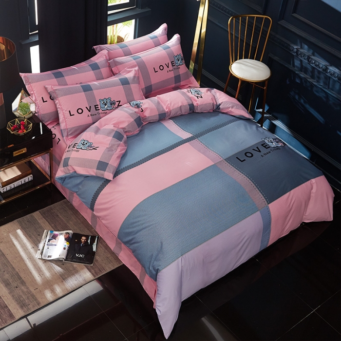 91家纺网 家纺一手货源 找家纺 雲归梦 2019全棉活性大版简约卡通风格四件套 小甜心