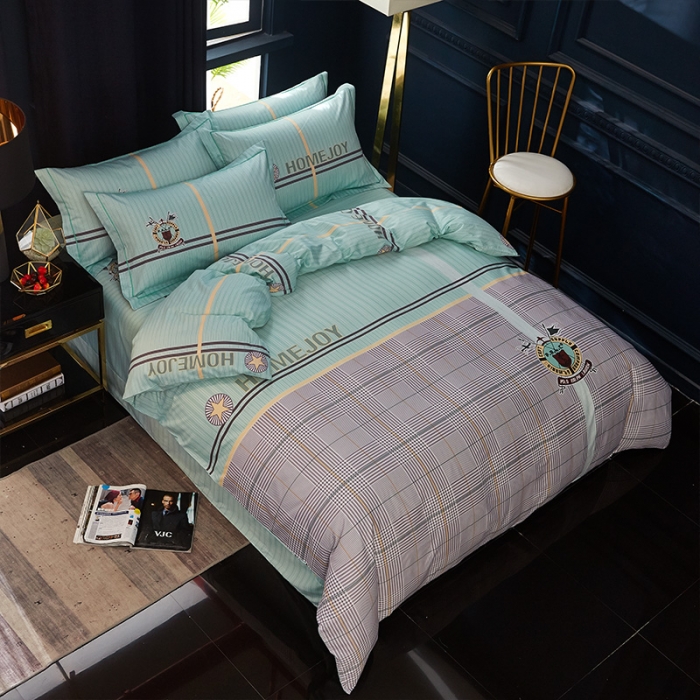 91家纺网 家纺一手货源 找家纺 雲归梦 2019全棉活性大版简约卡通风格四件套 英伦时尚