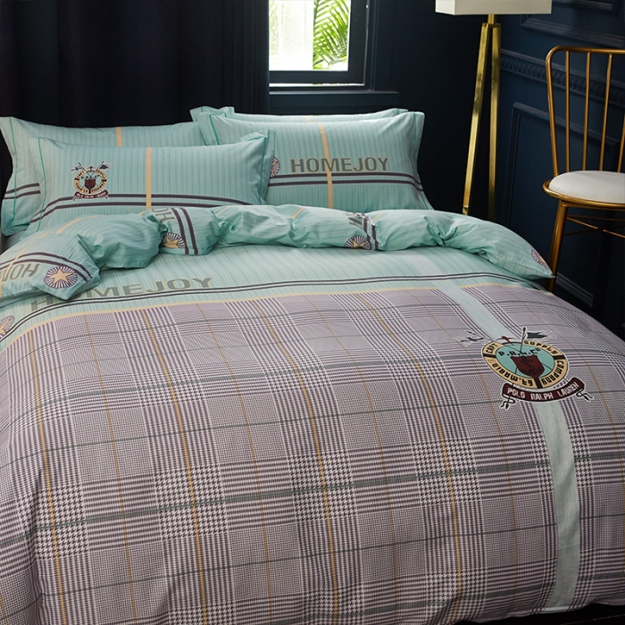 91家纺网 家纺一手货源 找家纺 雲归梦 2019全棉活性大版简约卡通风格四件套 英伦时尚