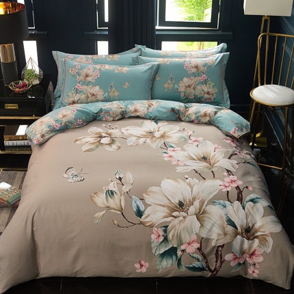 91家纺网 家纺一手货源 找家纺 （总）雲归梦 2019全棉活性大版中国风花卉四件套