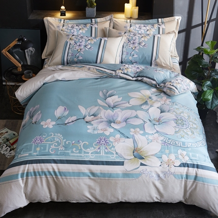 91家纺网 家纺一手货源 找家纺 （总）雲归梦 2019全棉活性大版中国风花卉四件套