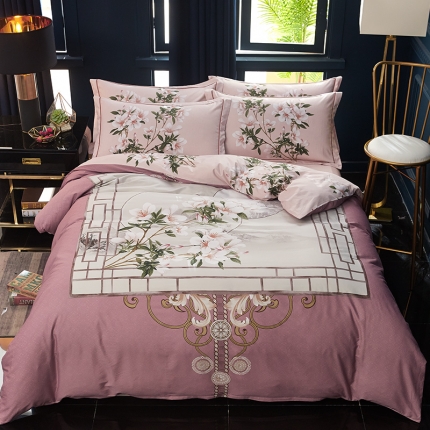 91家纺网 家纺一手货源 找家纺 雲归梦 2019全棉活性大版中国风花卉四件套 音澜