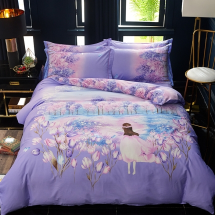 91家纺网 家纺一手货源 找家纺 （总）雲归梦 2019全棉活性大版中国风花卉四件套