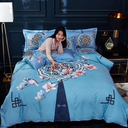 91家纺网 家纺一手货源 找家纺 （总）雲归梦 2019全棉活性大版中国风花卉四件套