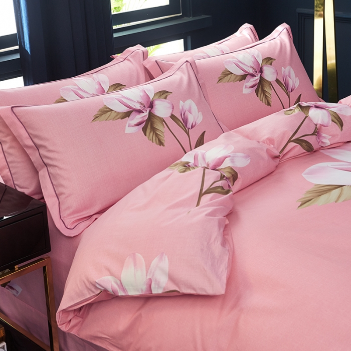 91家纺网 家纺一手货源 找家纺 雲归梦 2019全棉活性大版中国风花卉四件套 爱的魔法粉