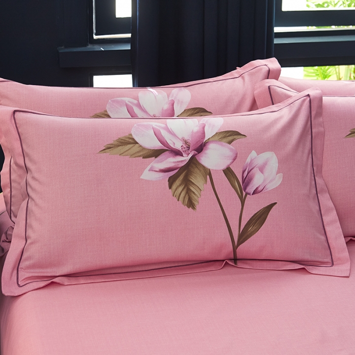 91家纺网 家纺一手货源 找家纺 雲归梦 2019全棉活性大版中国风花卉四件套 爱的魔法粉