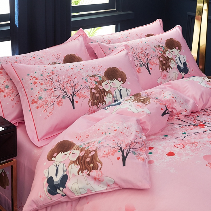 91家纺网 家纺一手货源 找家纺 雲归梦 2019全棉活性大版中国风花卉四件套 初恋的味道