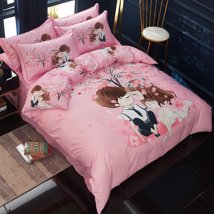 91家纺网 家纺一手货源 找家纺 雲归梦 2019全棉活性大版中国风花卉四件套 初恋的味道