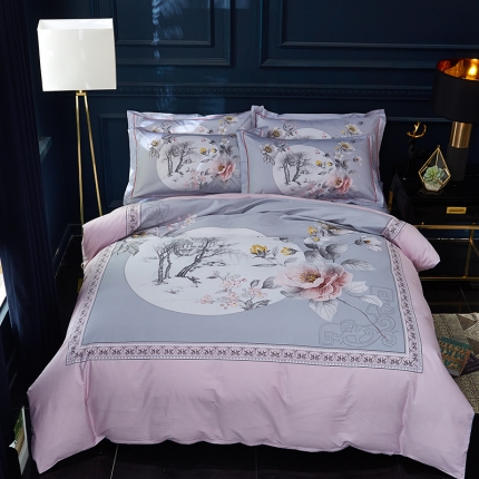 雲归梦 2019全棉活性大版中国风花卉四件套 春风拂柳