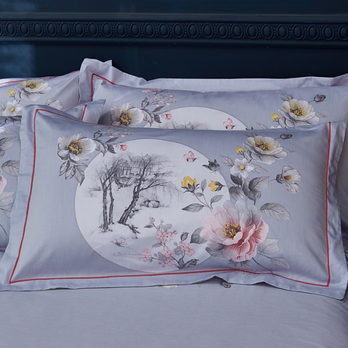 91家纺网 家纺一手货源 找家纺 雲归梦 2019全棉活性大版中国风花卉四件套 春风拂柳