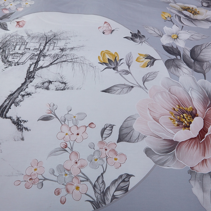 91家纺网 家纺一手货源 找家纺 雲归梦 2019全棉活性大版中国风花卉四件套 春风拂柳