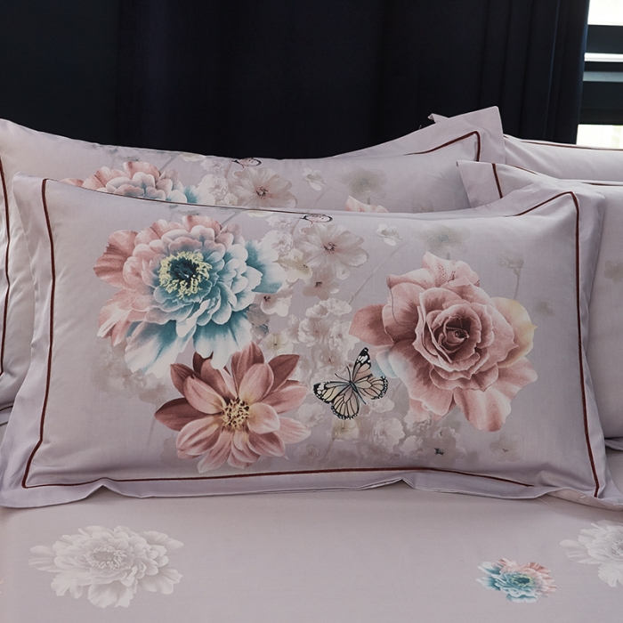 91家纺网 家纺一手货源 找家纺 雲归梦 2019全棉活性大版中国风花卉四件套 春恋