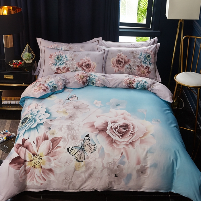 91家纺网 家纺一手货源 找家纺 雲归梦 2019全棉活性大版中国风花卉四件套 春恋