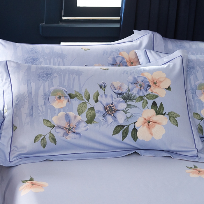 91家纺网 家纺一手货源 找家纺 雲归梦 2019全棉活性大版中国风花卉四件套 春意盎然