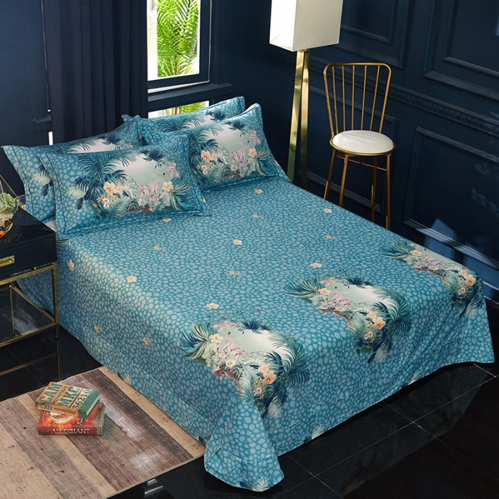 91家纺网 家纺一手货源 找家纺 雲归梦 2019全棉活性大版中国风花卉四件套 丛林之旅