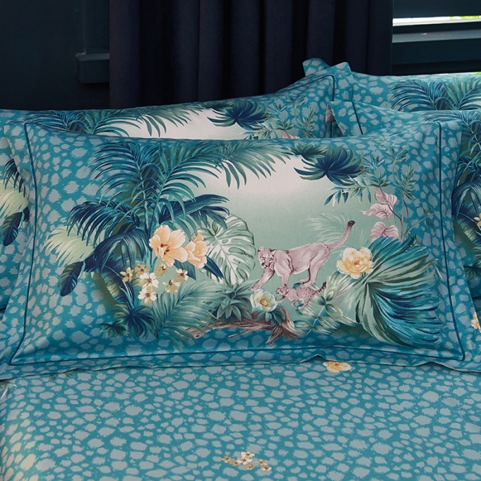 91家纺网 家纺一手货源 找家纺 雲归梦 2019全棉活性大版中国风花卉四件套 丛林之旅