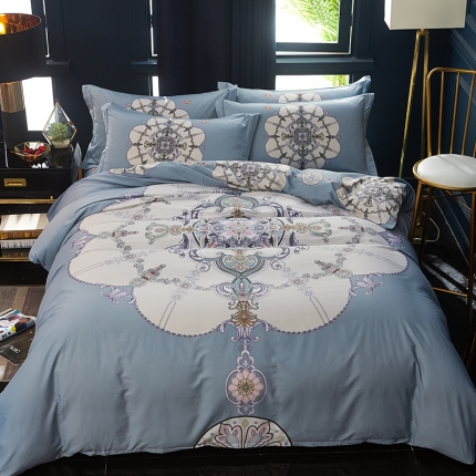 雲归梦 2019全棉活性大版中国风花卉四件套 宫锁珠帘