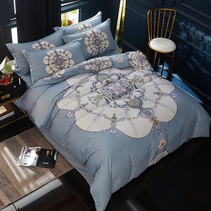 91家纺网 家纺一手货源 找家纺 雲归梦 2019全棉活性大版中国风花卉四件套 宫锁珠帘