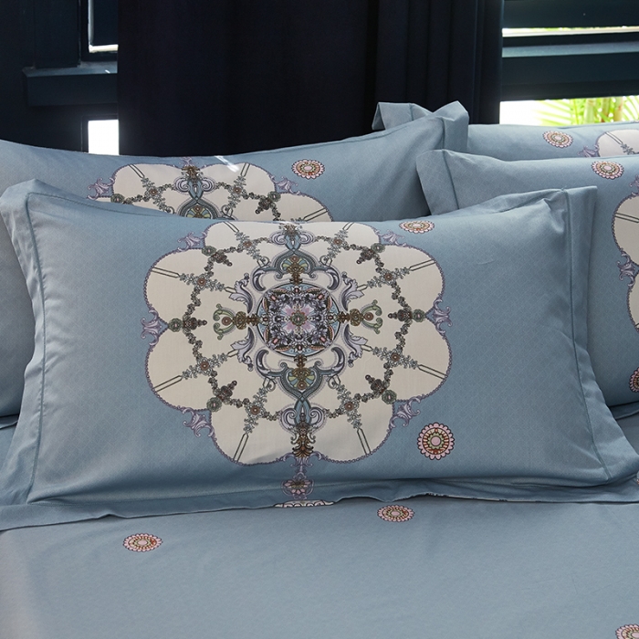 91家纺网 家纺一手货源 找家纺 雲归梦 2019全棉活性大版中国风花卉四件套 宫锁珠帘