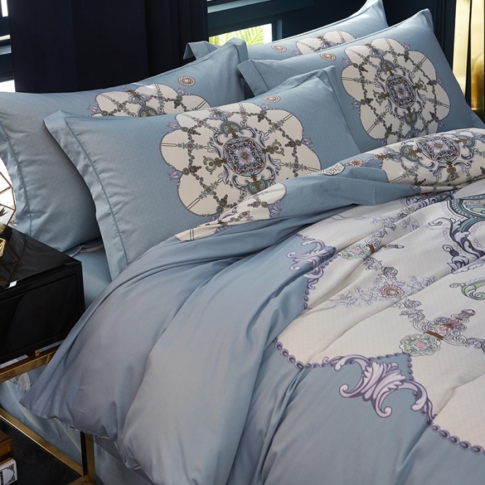 91家纺网 家纺一手货源 找家纺 雲归梦 2019全棉活性大版中国风花卉四件套 宫锁珠帘