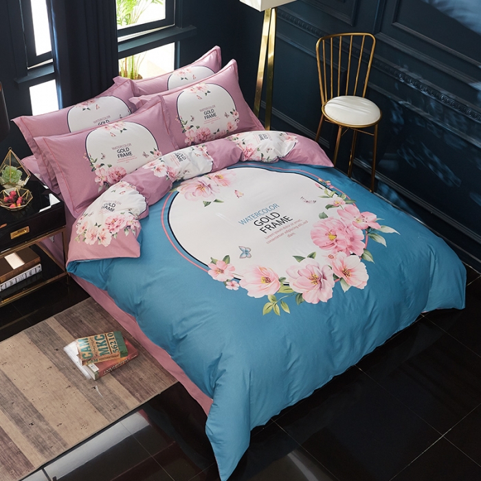 91家纺网 家纺一手货源 找家纺 雲归梦 2019全棉活性大版中国风花卉四件套 忽而夏天