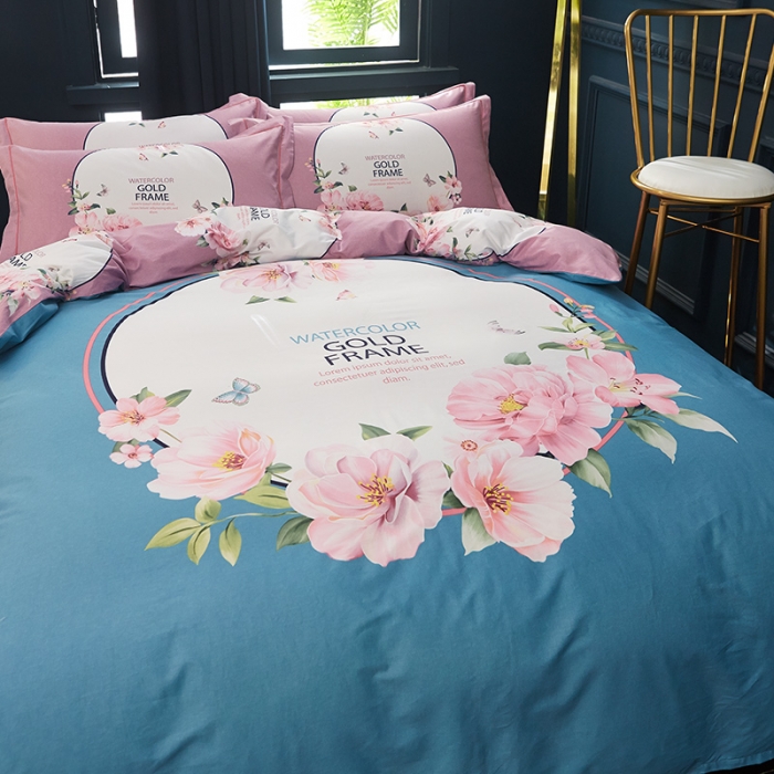 91家纺网 家纺一手货源 找家纺 雲归梦 2019全棉活性大版中国风花卉四件套 忽而夏天