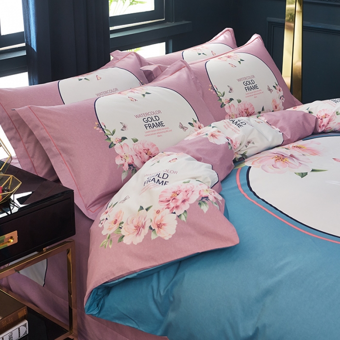 91家纺网 家纺一手货源 找家纺 雲归梦 2019全棉活性大版中国风花卉四件套 忽而夏天