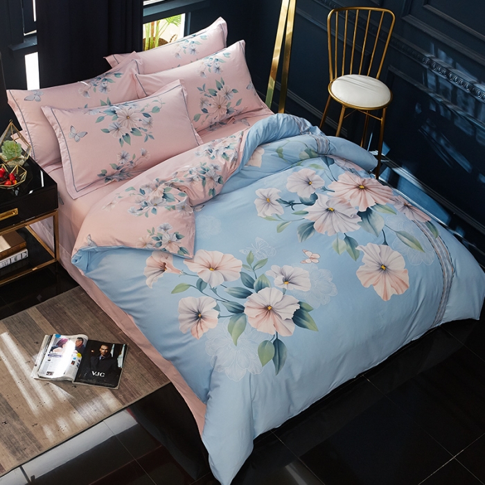 91家纺网 家纺一手货源 找家纺 雲归梦 2019全棉活性大版中国风花卉四件套 花想容