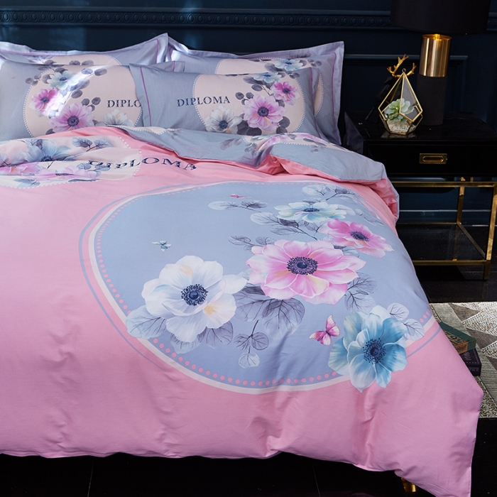 91家纺网 家纺一手货源 找家纺 雲归梦 2019全棉活性大版中国风花卉四件套 锦瑟