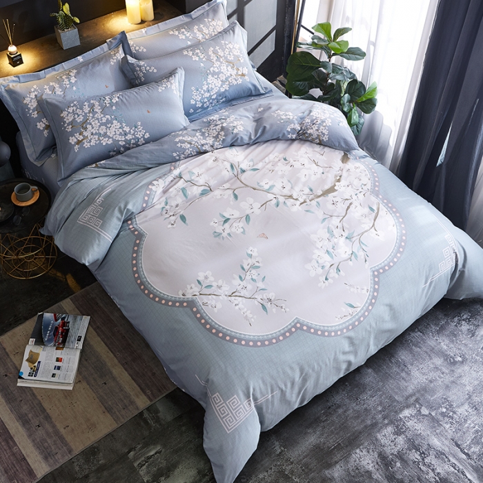 91家纺网 家纺一手货源 找家纺 雲归梦 2019全棉活性大版中国风花卉四件套 锦苑