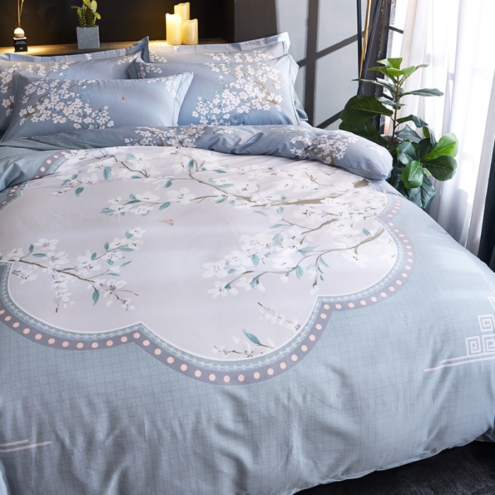 91家纺网 家纺一手货源 找家纺 雲归梦 2019全棉活性大版中国风花卉四件套 锦苑