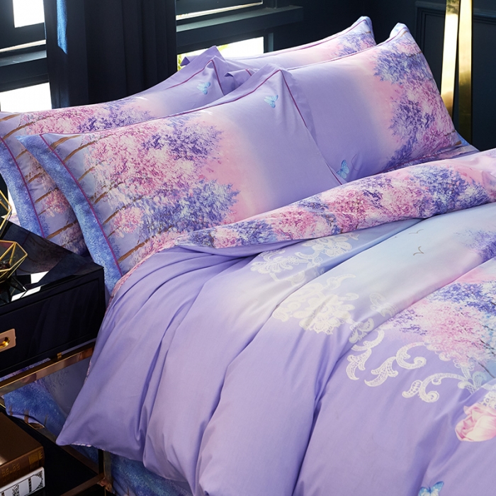 91家纺网 家纺一手货源 找家纺 雲归梦 2019全棉活性大版中国风花卉四件套 梦游仙境