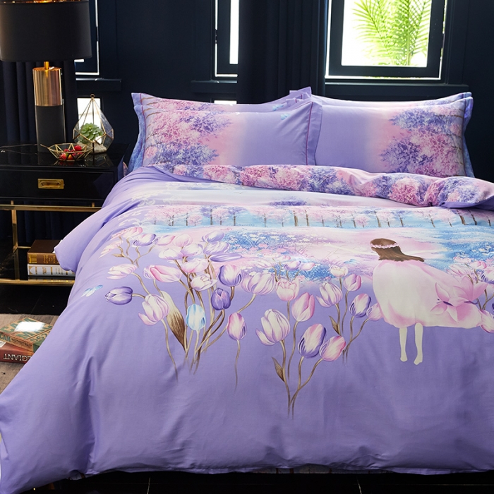 91家纺网 家纺一手货源 找家纺 雲归梦 2019全棉活性大版中国风花卉四件套 梦游仙境