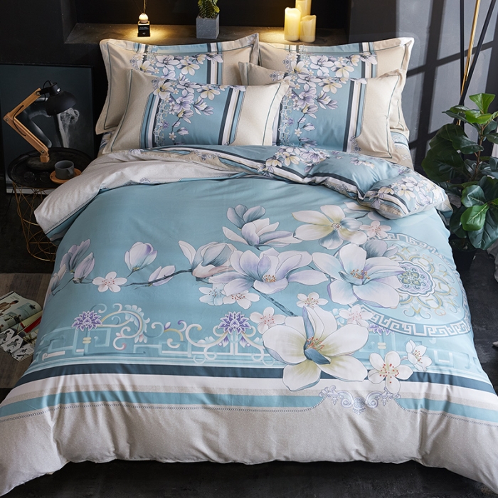 91家纺网 家纺一手货源 找家纺 雲归梦 2019全棉活性大版中国风花卉四件套 慕恋